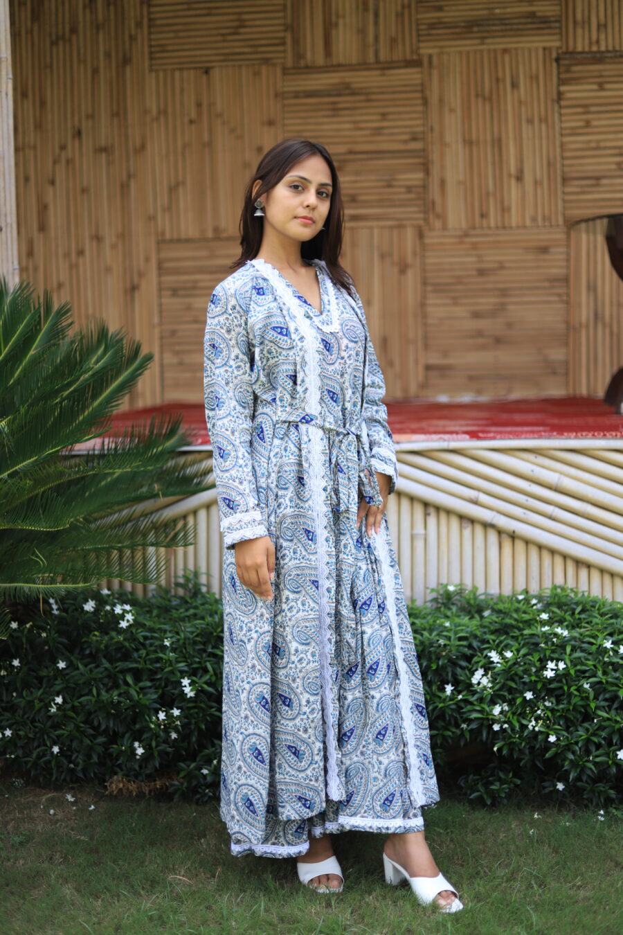 Handblock print cotton robe - Image 3