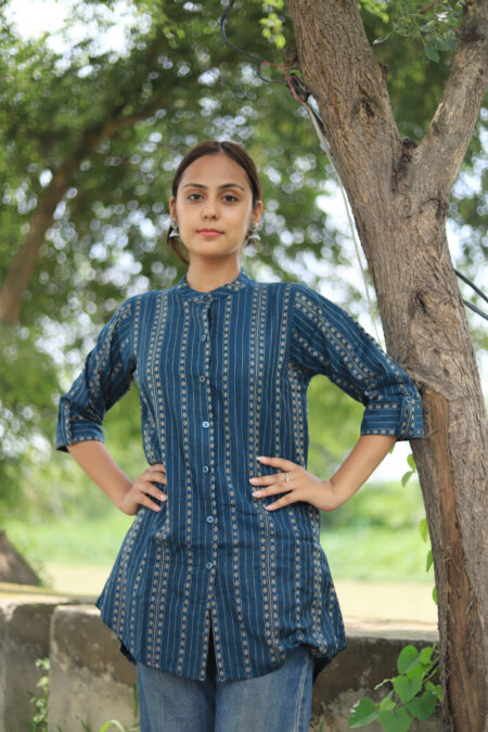 Handloom cotton women Striped Tunic