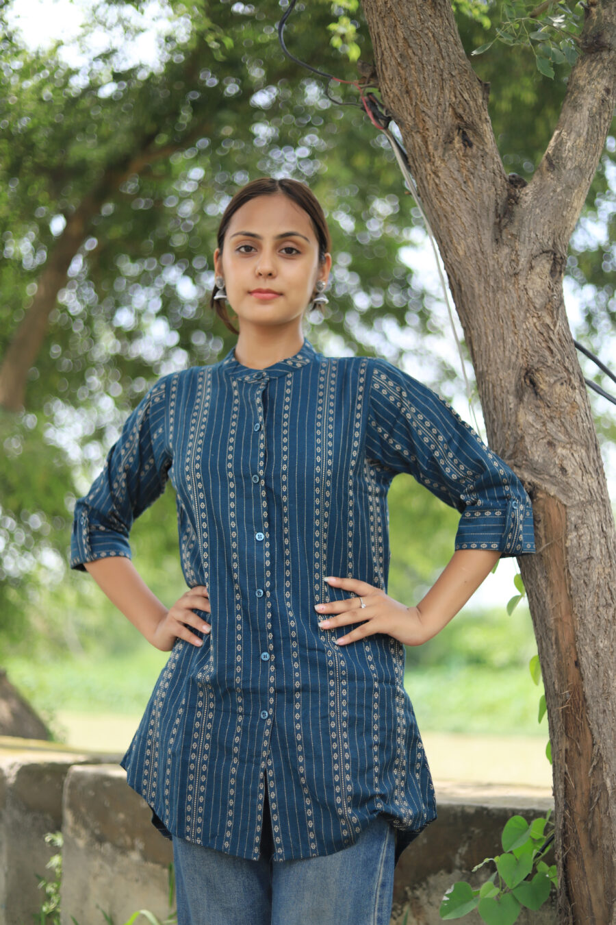 Handloom cotton women Striped Tunic