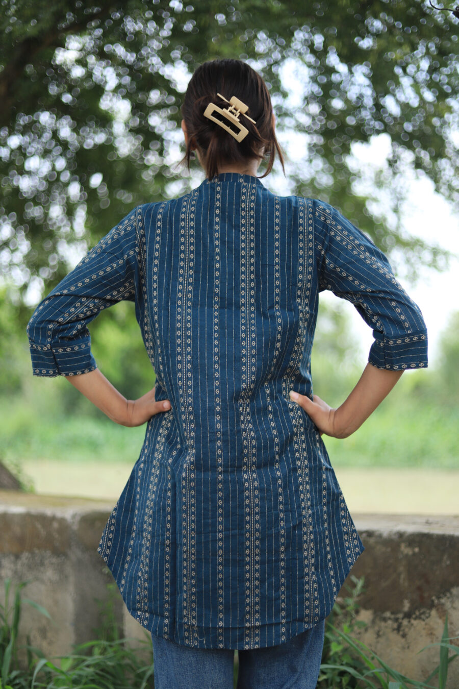 Handloom cotton women Striped Tunic - Image 3