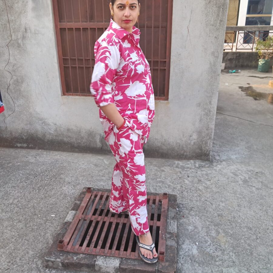 Cotton Handloom Pyjama Trouser Set womens - Image 2