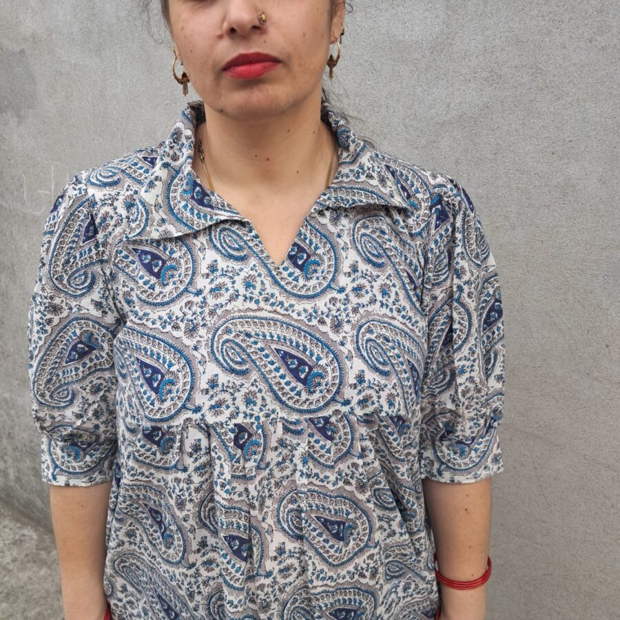 Block printed cotton top Jaipuri print - Image 3